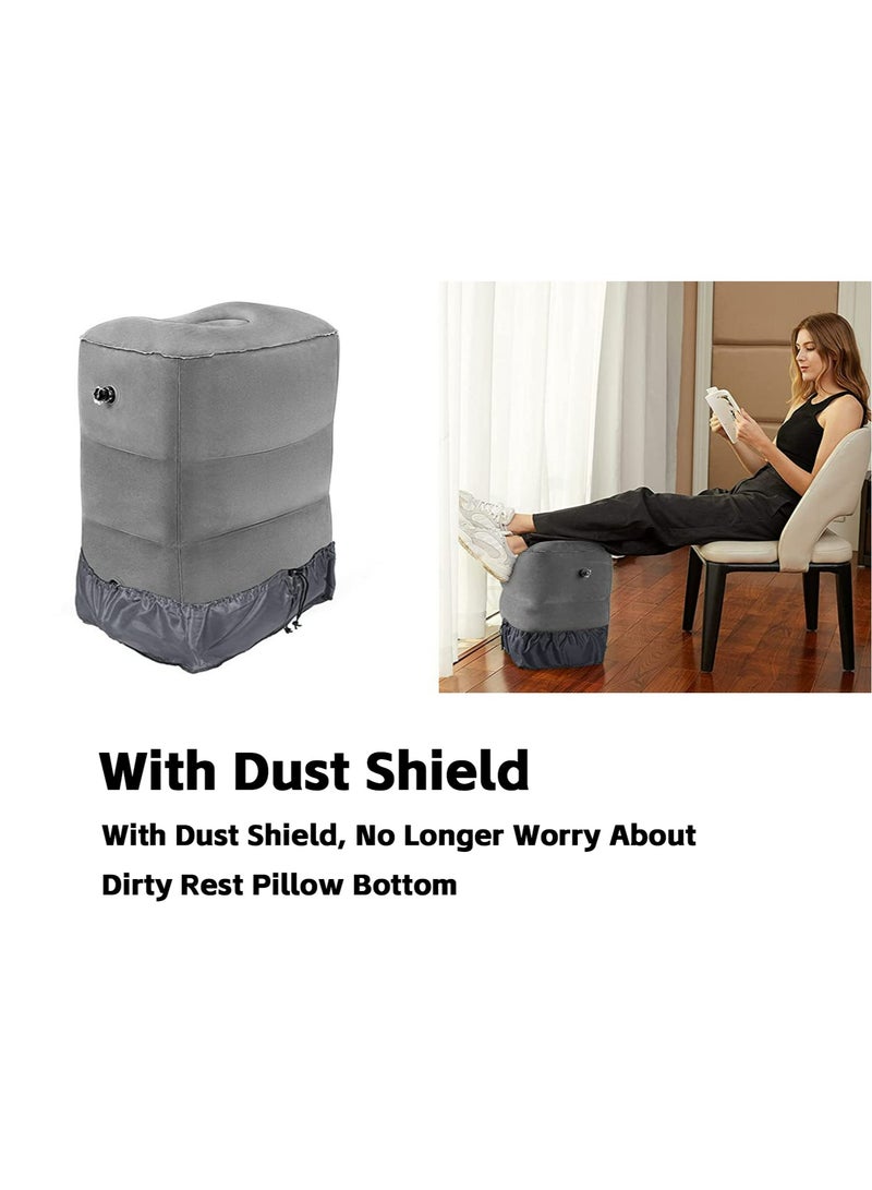 تيويا 2 قطعة وسادة مسند للقدمين قابلة للنفخ، وسادة سفر بالطائرة قابلة للتعديل، وسادة ساق سريعة النفخ لارتفاع الساقين لمكتب المنزل والسفر وسرير الطائرة للأطفال (48*42*26 سم، رمادي) - Image 5