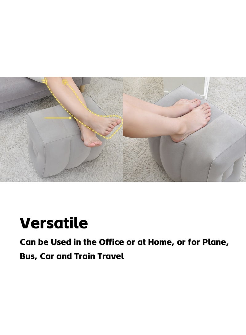 تيويا 2 قطعة وسادة مسند للقدمين قابلة للنفخ، وسادة سفر بالطائرة قابلة للتعديل، وسادة ساق سريعة النفخ لارتفاع الساقين لمكتب المنزل والسفر وسرير الطائرة للأطفال (48*42*26 سم، رمادي) - Image 3