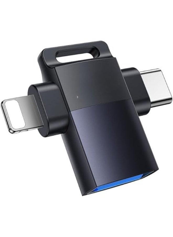 2-in-1 Type-C & Lightning to USB 3.0 OTG Adapter (GS35) - 5Gbps High-Speed Data Transfer - Universal Converter for iPhone, Android, MacBook, and Laptops - Image 1