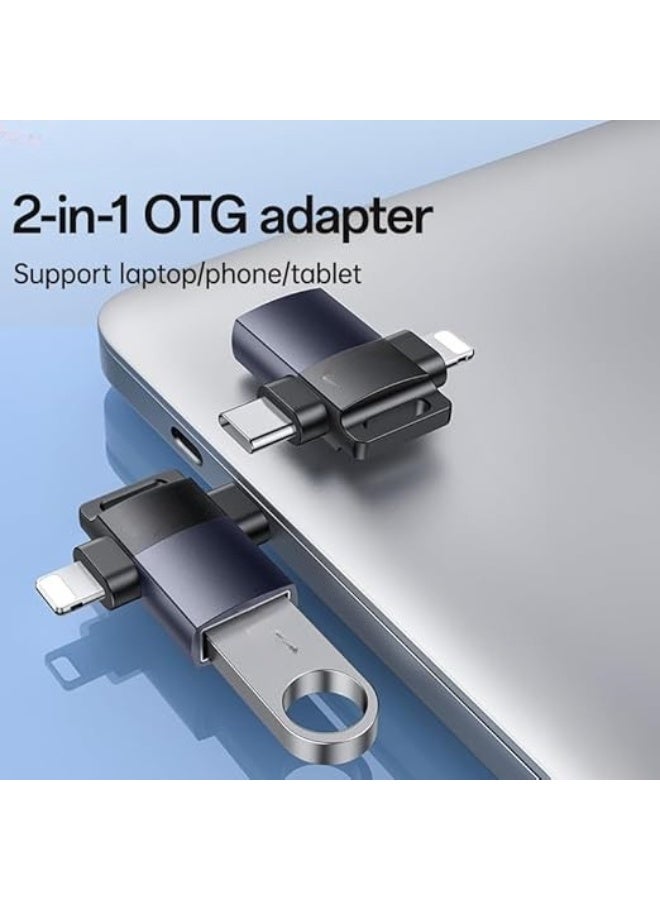 2-in-1 Type-C & Lightning to USB 3.0 OTG Adapter (GS35) - 5Gbps High-Speed Data Transfer - Universal Converter for iPhone, Android, MacBook, and Laptops - Image 2