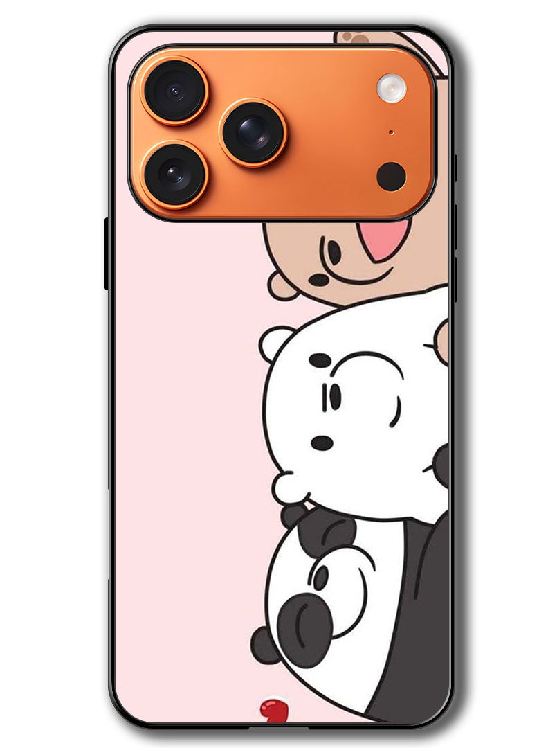 Theodor Case Compatible with Apple iPhone 17 Pro 6.3 Inch Protection Shockproof Bumper Cover Three Friends Panda - Image 1