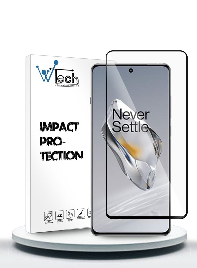دبليو تيك OnePlus 12 5G 2023 / OnePlus 12R 5G 2024 Premium E2E واقي شاشة زجاجي مقوى بغطاء كامل الغراء (MSGECN) - شفاف / أسود - Image 1