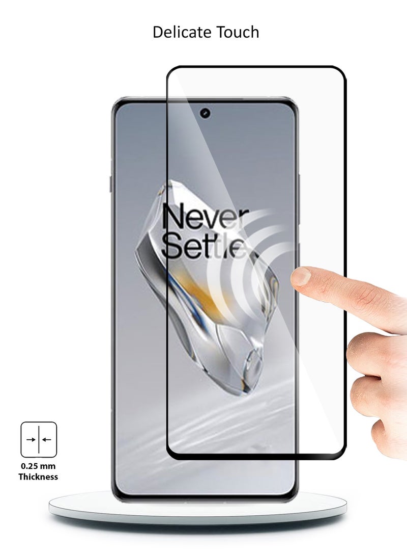 دبليو تيك OnePlus 12 5G 2023 / OnePlus 12R 5G 2024 Premium E2E واقي شاشة زجاجي مقوى بغطاء كامل الغراء (MSGECN) - شفاف / أسود - Image 4
