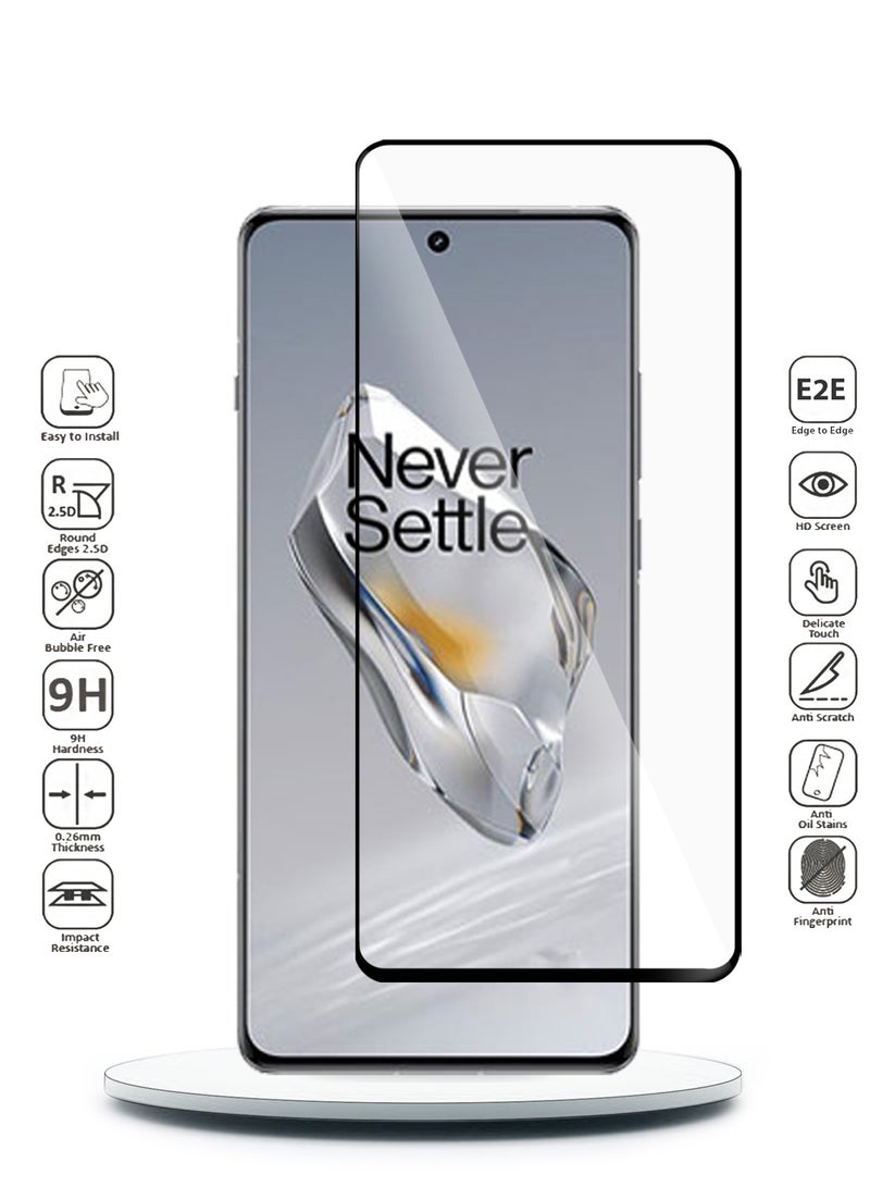 دبليو تيك OnePlus 12 5G 2023 / OnePlus 12R 5G 2024 Premium E2E واقي شاشة زجاجي مقوى بغطاء كامل الغراء (MSGECN) - شفاف / أسود - Image 2