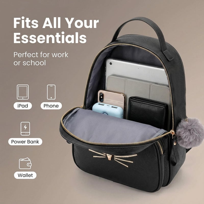 PRLINJSK Mini Backpack for Girls Teens Women Small Cat Backpack Purse - Image 4