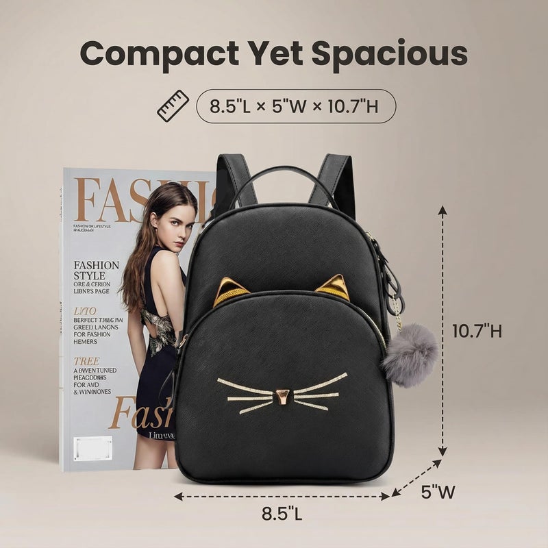 PRLINJSK Mini Backpack for Girls Teens Women Small Cat Backpack Purse - Image 3