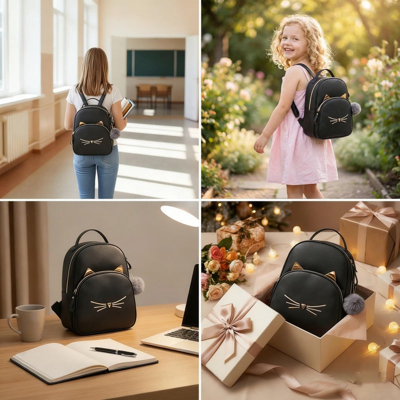 PRLINJSK Mini Backpack for Girls Teens Women Small Cat Backpack Purse - Image 5