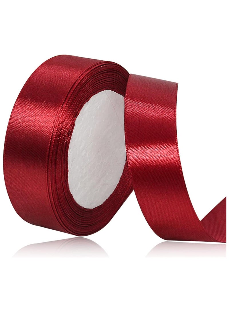 شريط ستان عنابي، شريط من نسيج البوليستر بلون سادة لتغليف الهدايا، والحرف اليدوية، وصناعة الأقواس، والأكاليل، ومشاريع الخياطة، وحفلات استقبال الأطفال وتزيين حفلات الزفاف - Image 1