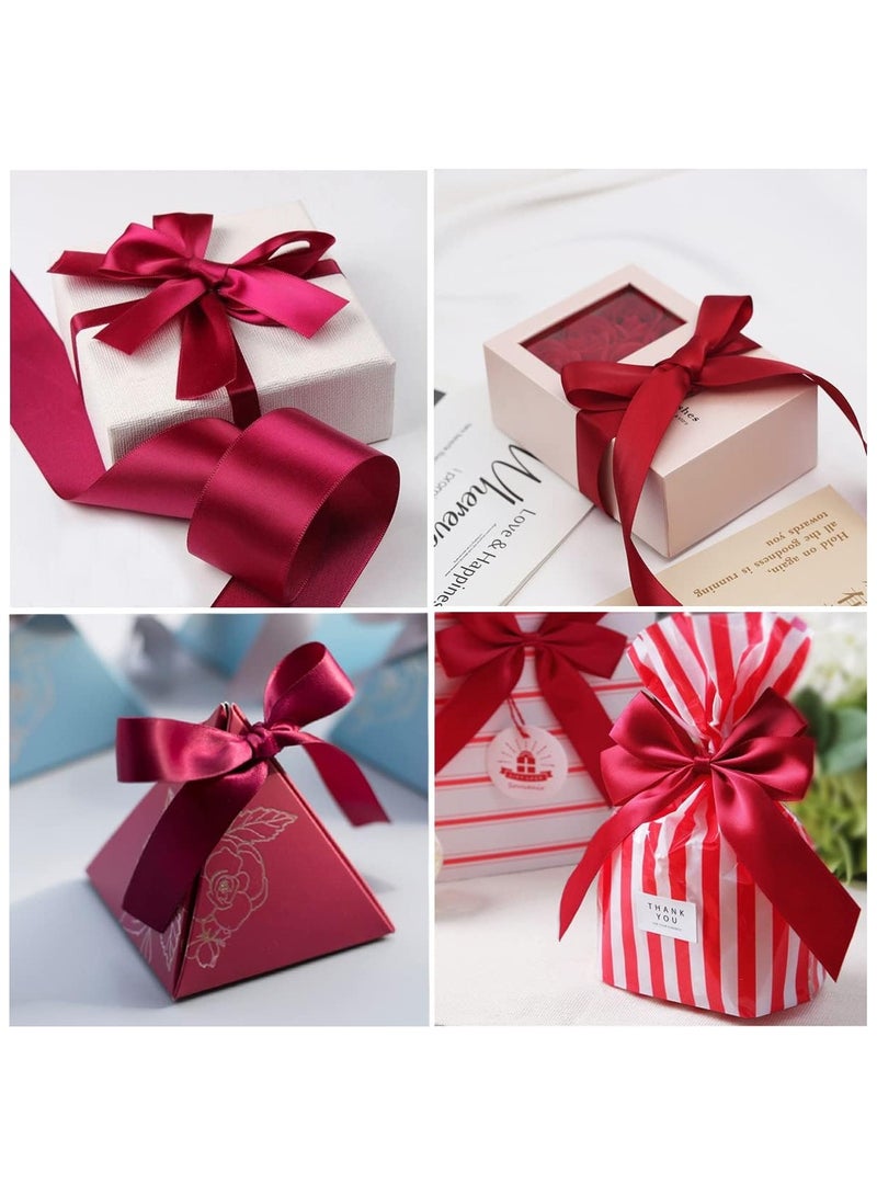 شريط ستان عنابي، شريط من نسيج البوليستر بلون سادة لتغليف الهدايا، والحرف اليدوية، وصناعة الأقواس، والأكاليل، ومشاريع الخياطة، وحفلات استقبال الأطفال وتزيين حفلات الزفاف - Image 2