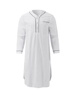 Sthxyfaith Muslim White Men’s Robe, Pajamas Night Sleep Cotton Robe  - Image 2