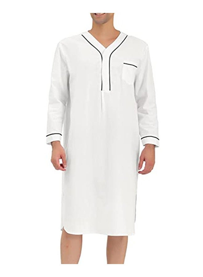 Sthxyfaith Muslim White Men’s Robe, Pajamas Night Sleep Cotton Robe - Image 3