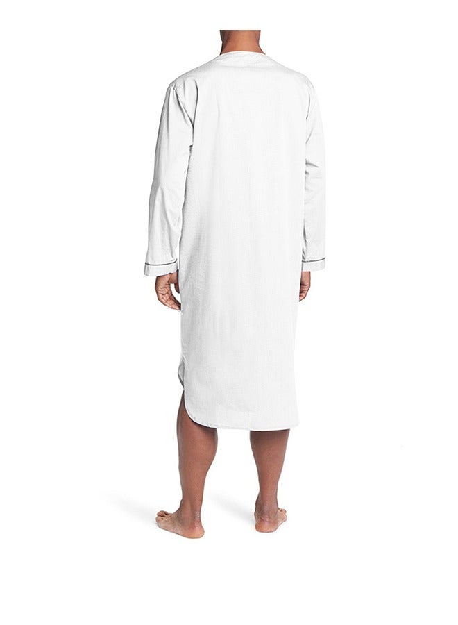 Sthxyfaith Muslim White Men’s Robe, Pajamas Night Sleep Cotton Robe - Image 4