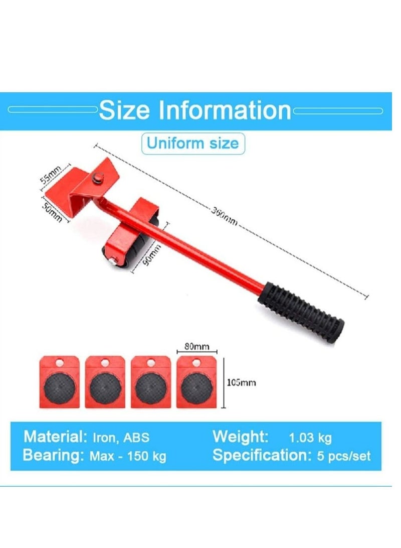 Moving Furniture Tool Transport Shifter With 5 Pack Wheel Slider Remover Roller Furniture Moving System - Lifting Tool Heavy Duty Moving Rollers Furniture Appliance  - Image 3