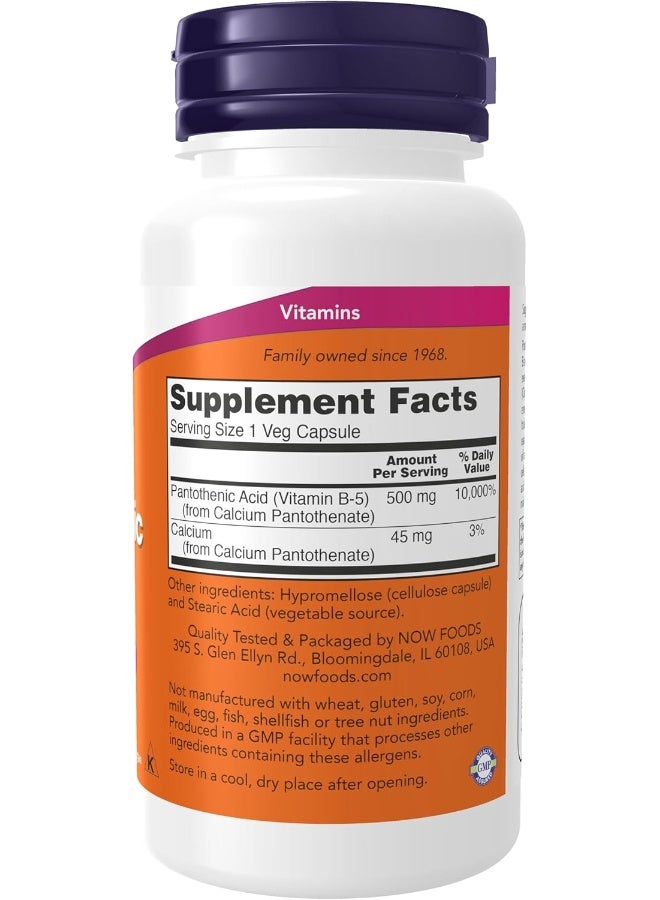 Now Foods Pantothenic Acid Bcomplex Vitamin 500Mg 100 Veg Capsules Packaging May Vary - Image 3