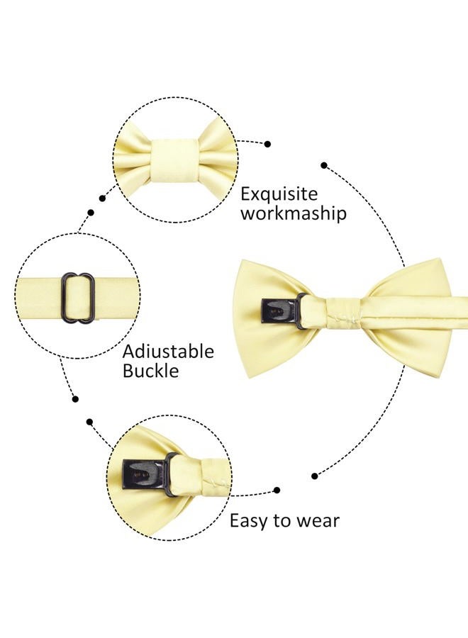 Branduce Adjustable Baby Boy Pre-tied Bow Tie and Suspenders Set Kids Y Back Suspenders with 4 Strong Clips, Light Yellow, general - Image 4