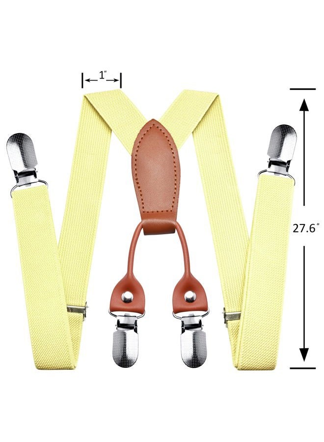 Branduce Adjustable Baby Boy Pre-tied Bow Tie and Suspenders Set Kids Y Back Suspenders with 4 Strong Clips, Light Yellow, general - Image 3