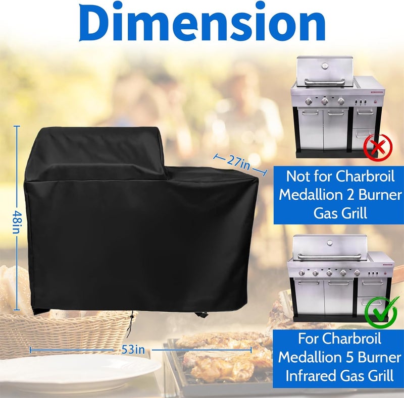 Guisong 5 Burner Infrared Gas Grill Cover for Charbroil Medallion Series, Heavy Duty Modular Outdoor Kitchen Grill Cover, Waterproof & Dustproof 5-Burner Propane Griddle Covers，53" x 27" x 48" - Image 4