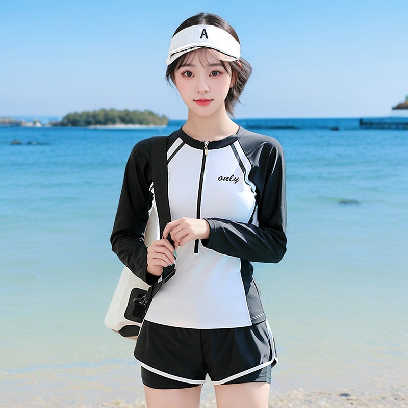 Sports Style Swimsuit Female Split Student Conservative Belly-Covering Slimming Look Boxer Briefs Large Size Summer Spring Style - Image 1