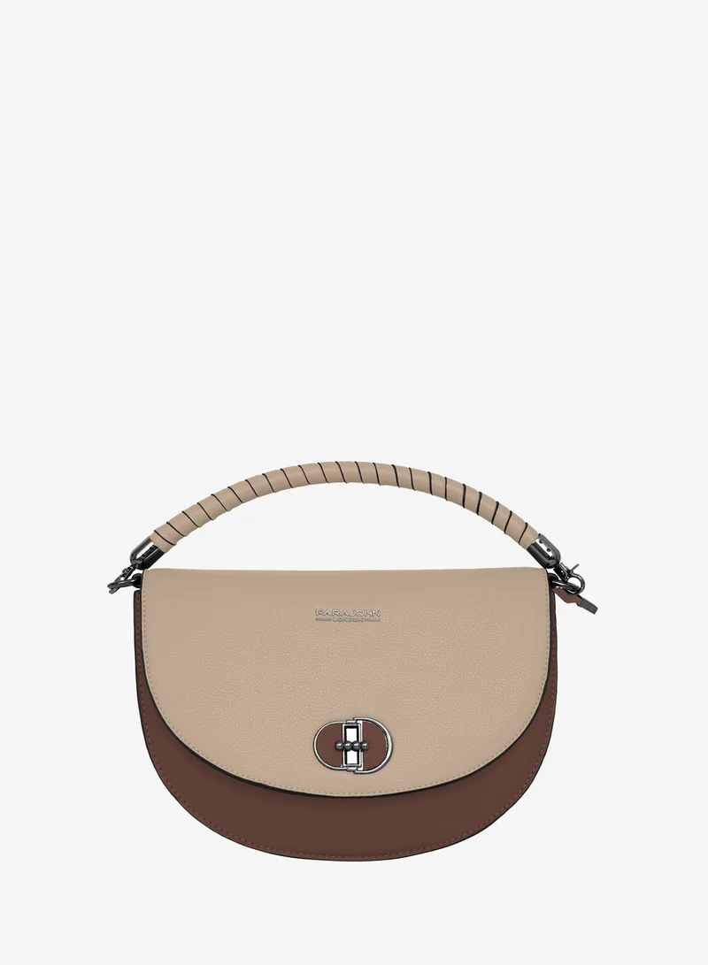 Parajohn Parajohn London Ladies Half-Moon Crossbody Handbag With Elegant Top Handle Coffee