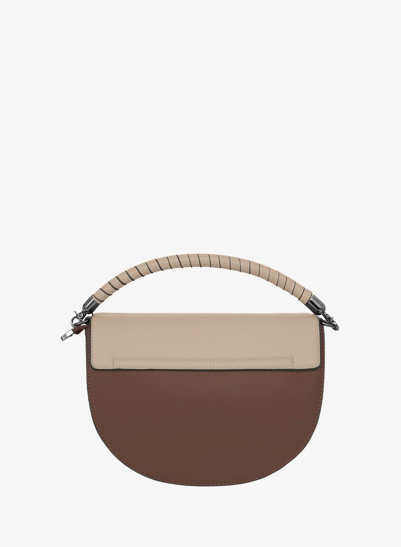 Parajohn Parajohn London Ladies Half-Moon Crossbody Handbag With Elegant Top Handle Coffee