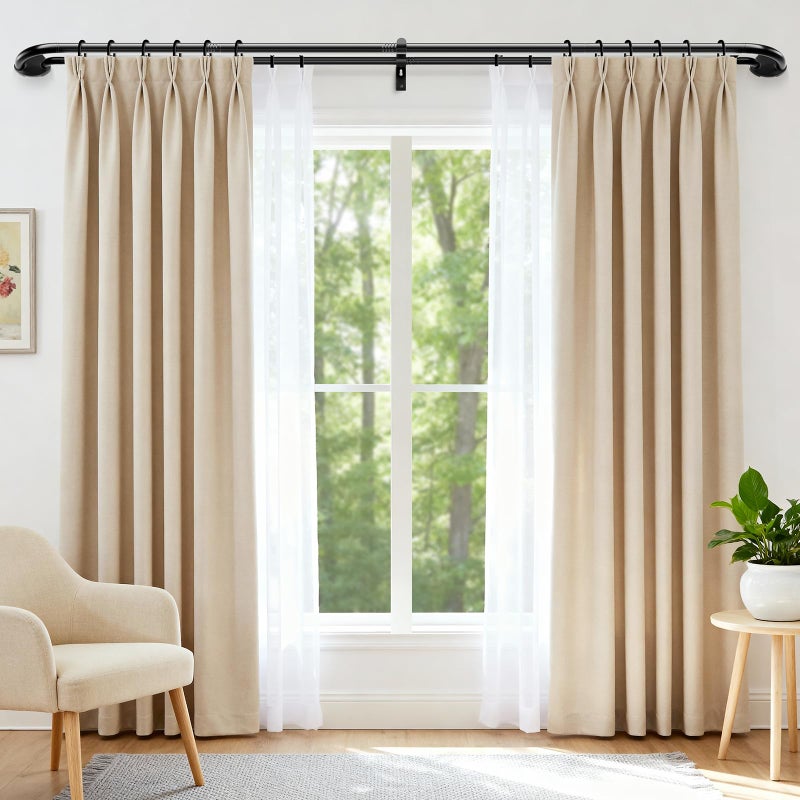 Abiglifty Double Curtain Rods 48 to 84 Inches, Wrap Around Curtain Rods, Extendable Double Curtain Rods for Windows, Room Darkening Double Drapery Rod, Black - Image 2
