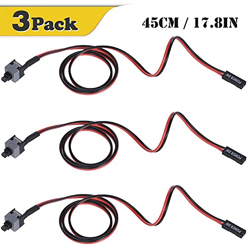 Warmstor 3 Pack 2 Pin SW PC Desktop Power Cable On/Off Push Button ATX Computer Switch Cord 50CM - Image 2