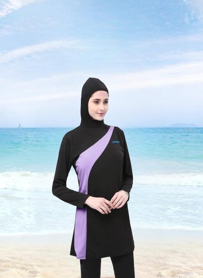 Three-Piece Modest Swimwear fot Women Set Long Sleeve Full Cover Design Conservative and Elegant Style Solid Colors Women Full Coverage Beach or Pool - Image 1
