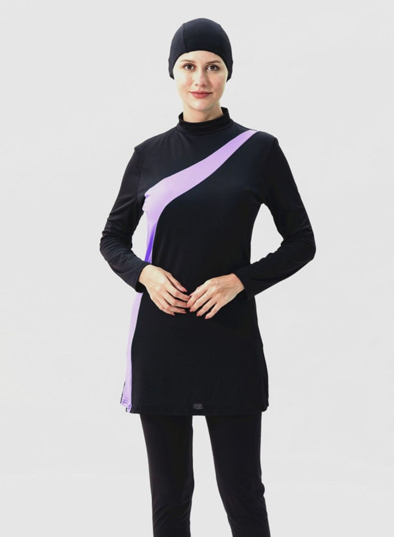 Three-Piece Modest Swimwear fot Women Set Long Sleeve Full Cover Design Conservative and Elegant Style Solid Colors Women Full Coverage Beach or Pool - Image 2
