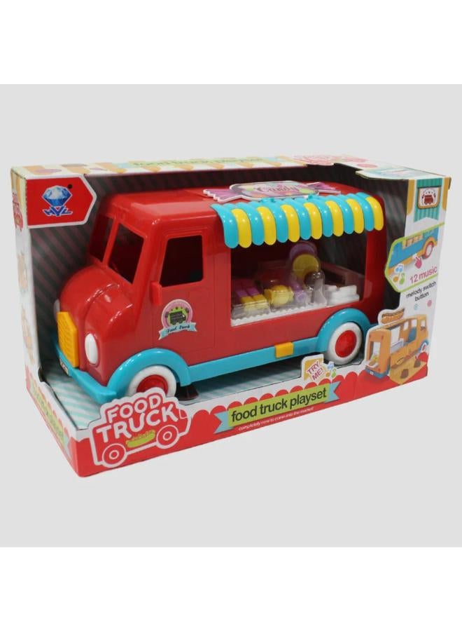 Kids' Fast Food Truck Playset – Pretend Play Toy with Music & Light (Red) - Image 1
