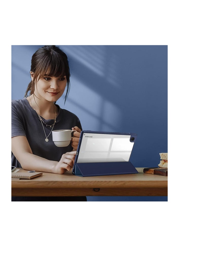 Hybrid Slim Case for Samsung Galaxy Tab A8 10.5 inch 2021 Model (SM-X200/X205), Shockproof Cover with Clear Transparent Back Shell, Auto Wake/Sleep (Dark Blue) - Image 3