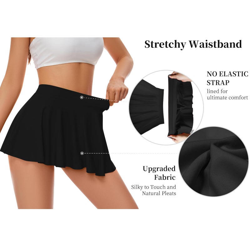 Kepblom Women's Rave Skirt - Micro Skirt Sexy Pleated Mini Skirt for Festival Costumes, Party, Beach,Black,S - Image 4