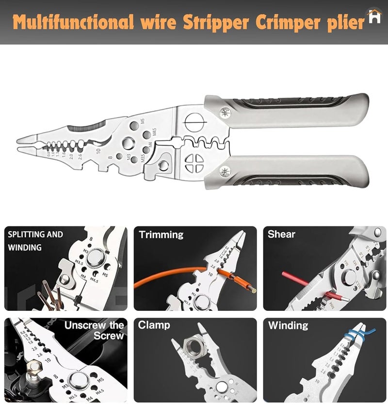 FALONG 27 in 1 Multifunctional Wire Stripper Crimper Cable Cutter PliersMultifunctional Wire StripperElectric Wire Stripper for ElectricianProfessional Electrical Wire Stripping Pliers - Image 4