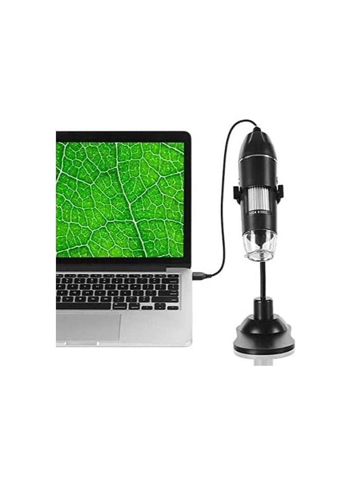 ماركة غير محددة - مجهر رقمي USB مكبر مع منظار داخلي، عدسة مكبرة بـ 8 مصابيح LED مع حامل - Image 1