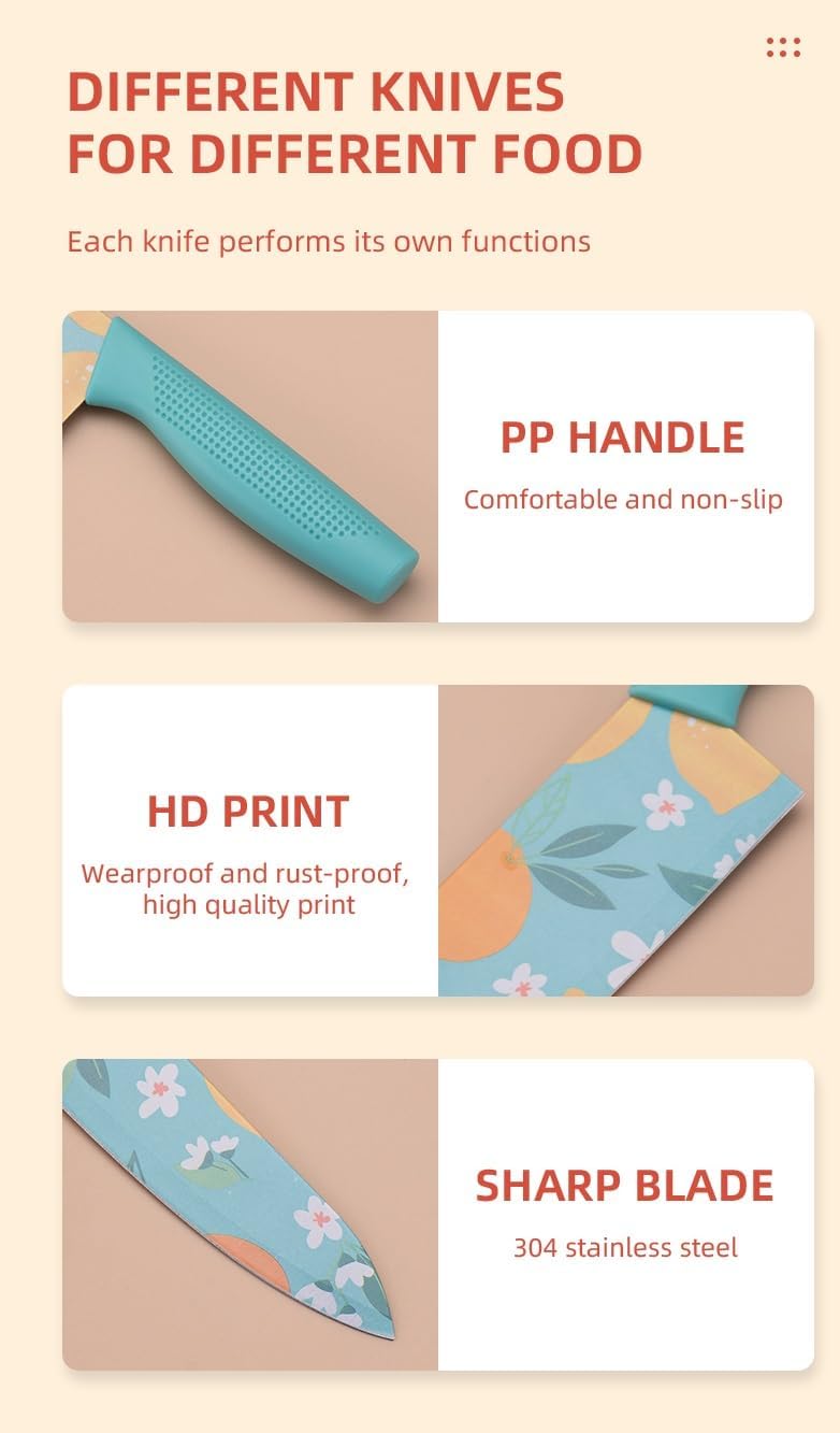 upsimples Set of 3 Stainless Steel Kitchen Knife Set | High-Carbon Stainless Steel Kitchen Knife |Vegetable Knife| Chef Knife| Sharp Edge Cutting Chef Knifes for Chopping Vegetables, Fruits (Blue) - Image 4