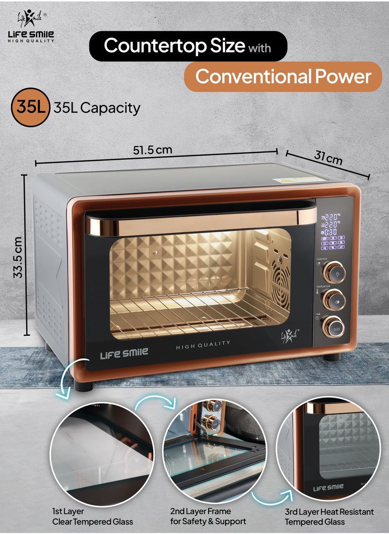 Life Smile - Toaster Oven | Large 35 Liters 6-Slice Convection Toaster Electric Oven Countertop | Multi-Function with Bake, Toast and Broiler | 10-in-1 with Toast, Pizza, Rotisserie | 2200 Watts - Image 1