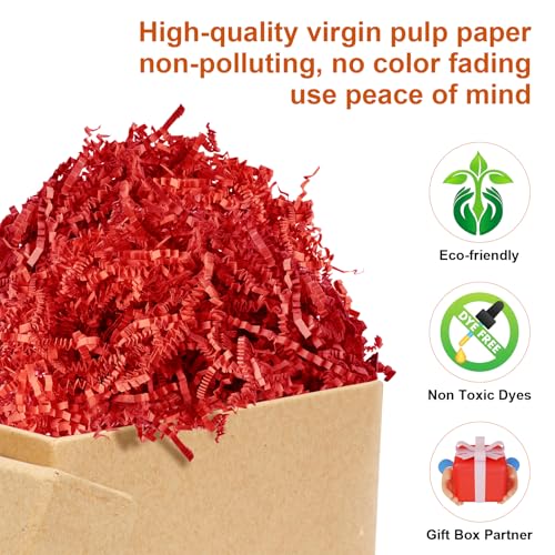 Darfukei Crinkle Paper Filler, Valentine's Day Shredded Paper For Gift Baskets 1/2LB (8 oz) Red for New Year's gift Baskets Grass, Crinkle Cut Papers Shred For Birthdays, Weddings,Boxes Bags, Basket Filler ,Anniversaries,Gift Wrapping - Image 3
