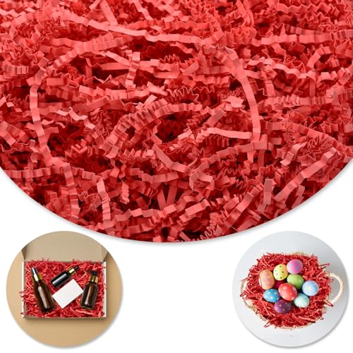 Darfukei Crinkle Paper Filler, Valentine's Day Shredded Paper For Gift Baskets 1/2LB (8 oz) Red for New Year's gift Baskets Grass, Crinkle Cut Papers Shred For Birthdays, Weddings,Boxes Bags, Basket Filler ,Anniversaries,Gift Wrapping - Image 2