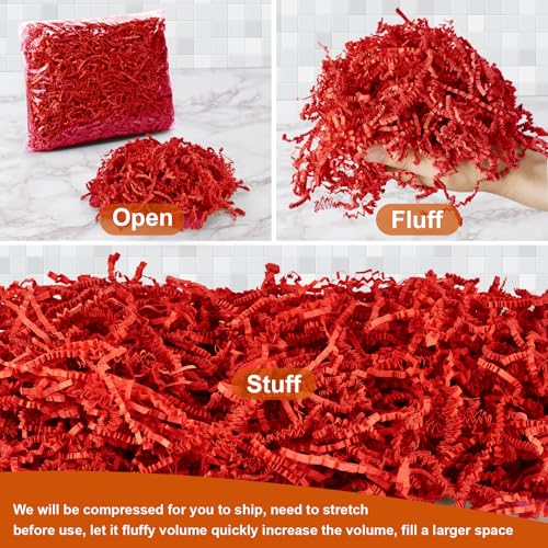 Darfukei Crinkle Paper Filler, Valentine's Day Shredded Paper For Gift Baskets 1/2LB (8 oz) Red for New Year's gift Baskets Grass, Crinkle Cut Papers Shred For Birthdays, Weddings,Boxes Bags, Basket Filler ,Anniversaries,Gift Wrapping - Image 4