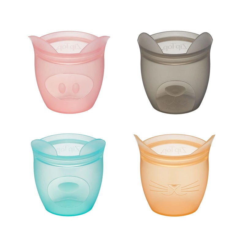 Zip Top Reusable 100% Silicone Baby + Kid Snack Containers- The only containers That Stand up, Stay Open and Zip Shut! No Lids! Made in The USA - Full Set of 4 - Image 1