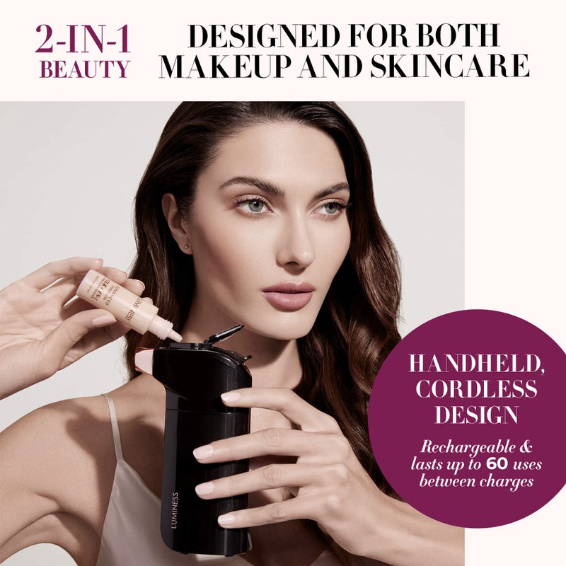 Luminess Breeze Duo Airbrush Makeup System, Deep Coverage â€“ 9-Piece Kit includes 2x Silk Airbrush Foundation, Apricot Shade Blush, Glow Highlighter, Moisturizer Primer, and Airbrush Cleaning Solution - Image 3