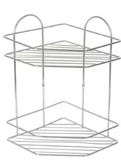 KIWAMETAL Shower Caddy with Hooks, Shower Shelf for Bathroom Storage,Wall Mount Bathroom Shelves, Shower Rack with Shampoo Holder and Shower Storage 2 Tier Silver 