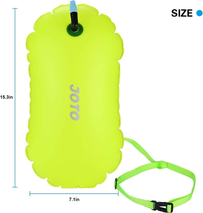 JOTO 2 Pack Swim Buoy Float for Open Water, Swimming Belt Bubble Safety Float with Adjustable Waist, Snorkeling, Swim Training, Triathletes, Kayaking -Neonyellow & Orange - Image 4