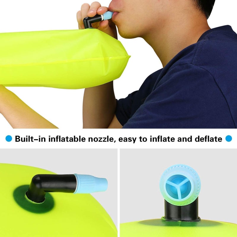 JOTO 2 Pack Swim Buoy Float for Open Water, Swimming Belt Bubble Safety Float with Adjustable Waist, Snorkeling, Swim Training, Triathletes, Kayaking -Neonyellow & Orange - Image 3