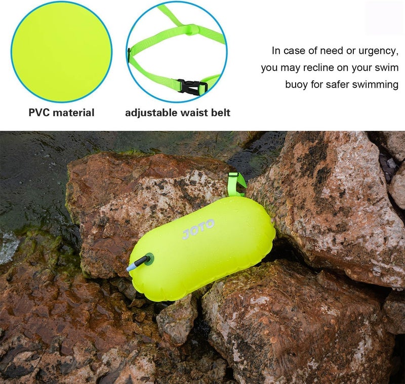 JOTO 2 Pack Swim Buoy Float for Open Water, Swimming Belt Bubble Safety Float with Adjustable Waist, Snorkeling, Swim Training, Triathletes, Kayaking -Neonyellow & Orange - Image 5