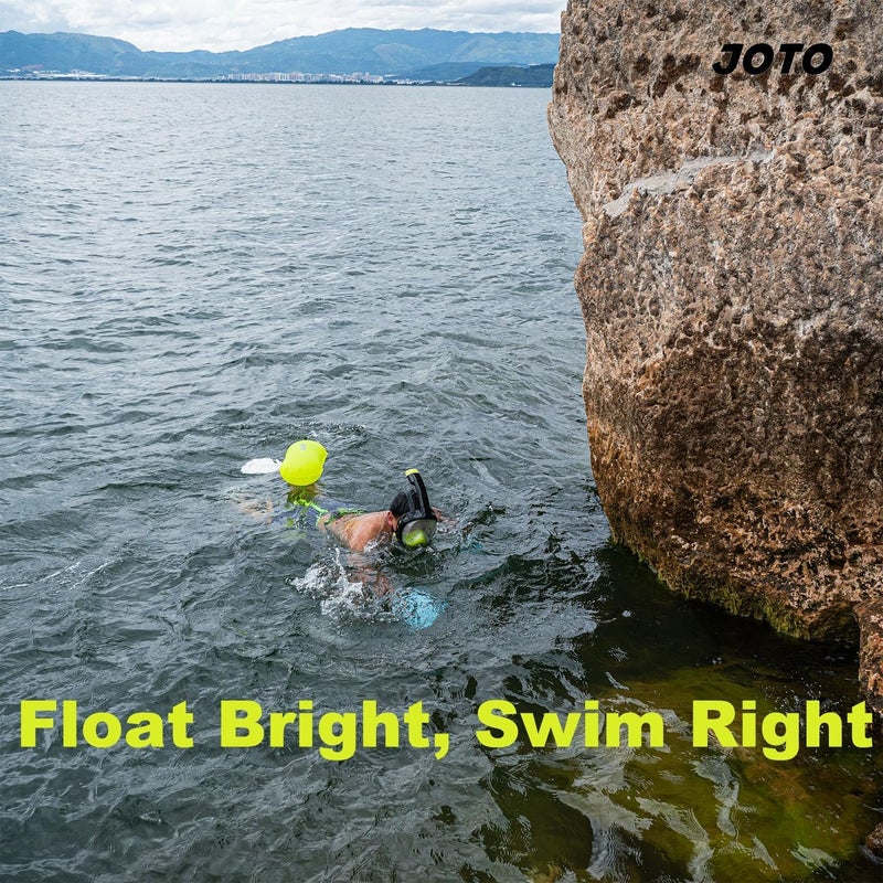 JOTO 2 Pack Swim Buoy Float for Open Water, Swimming Belt Bubble Safety Float with Adjustable Waist, Snorkeling, Swim Training, Triathletes, Kayaking -Neonyellow & Orange - Image 2