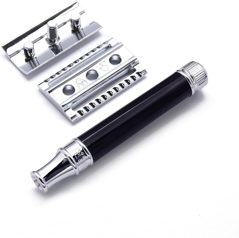 Edwin Jagger Double Edge Safety Razor with Polished Black Acrylic Handle - Image 4