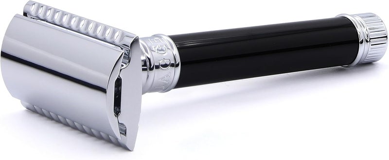 Edwin Jagger Double Edge Safety Razor with Polished Black Acrylic Handle - Image 5