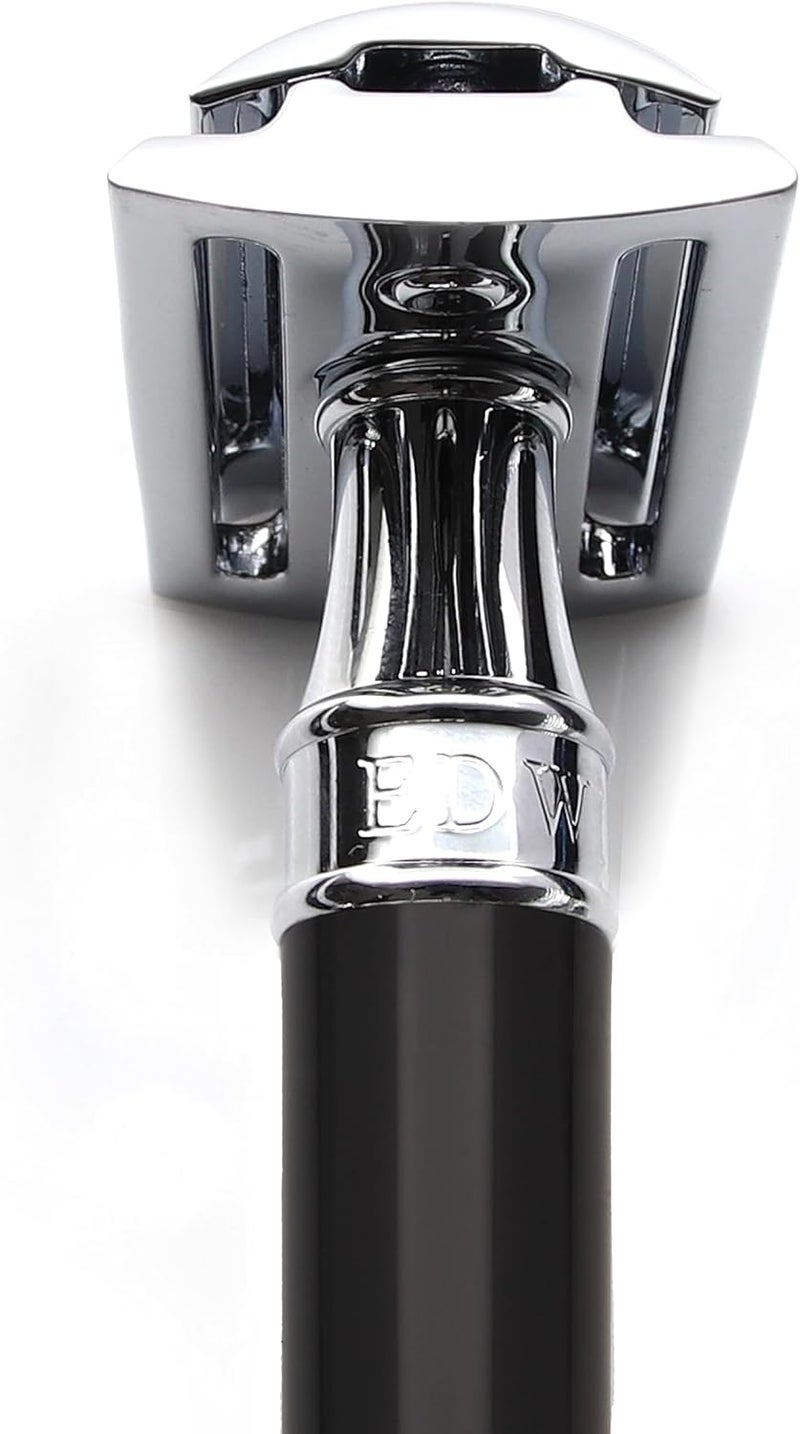 Edwin Jagger Double Edge Safety Razor with Polished Black Acrylic Handle - Image 2