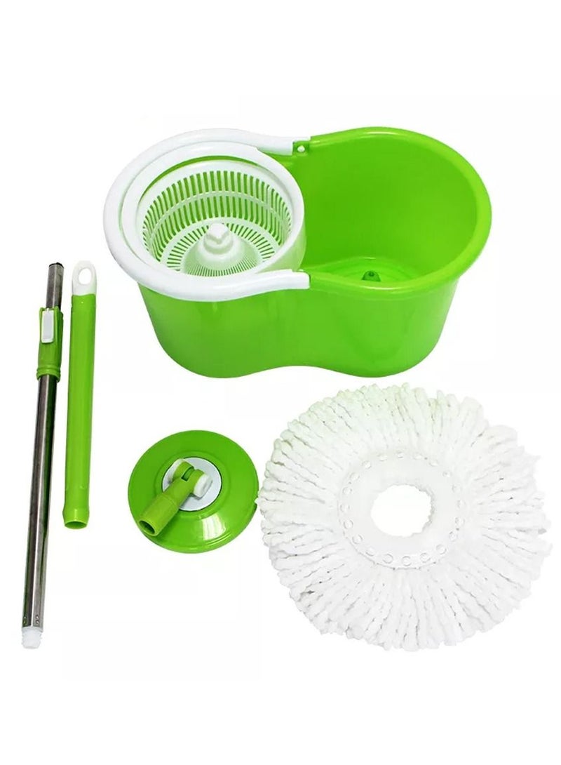 DubaiGallery 360°Rotating Head Easy Magic Floor Mop Bucket 2x Head Microfiber Spinning  Green - Image 2
