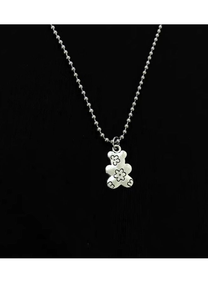 Goolsky Teddy Cookie Layered Chain Necklace – Sweet & Cool Girl Style, Trendy Hip-Hop Collarbone Jewelry  - Image 1